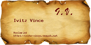Ivitz Vince névjegykártya